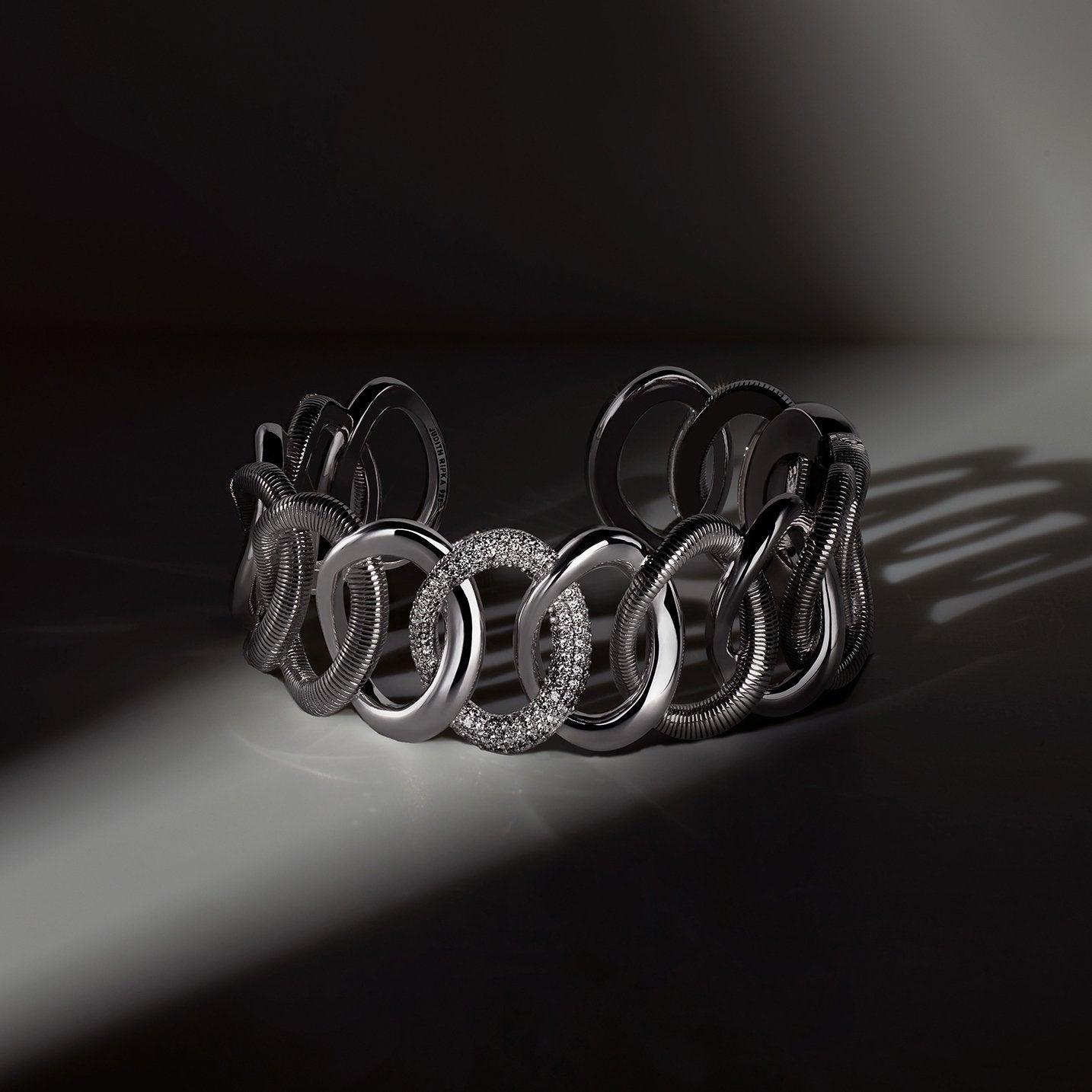 Eternity Interlocking Link Cuff with Diamonds
