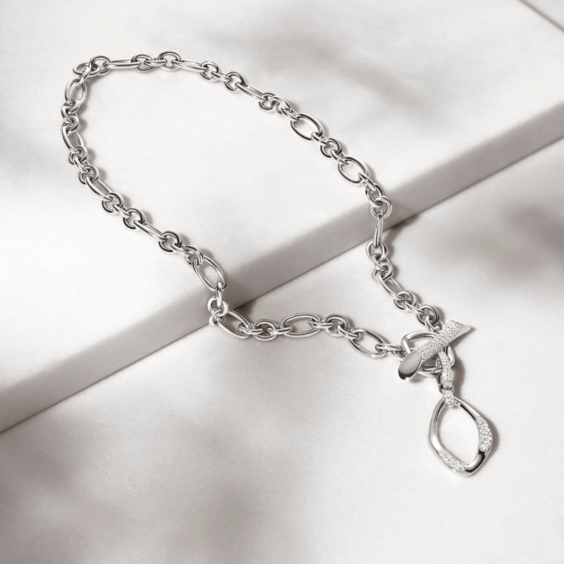 Gaia Toggle Necklace with Diamonds
