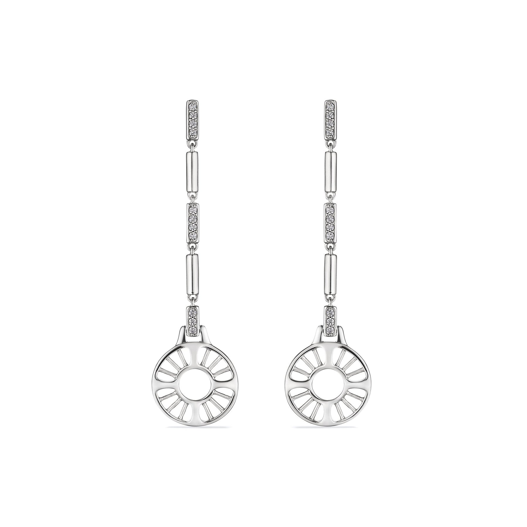 Cielo Linear Drop Earrings with Diamonds