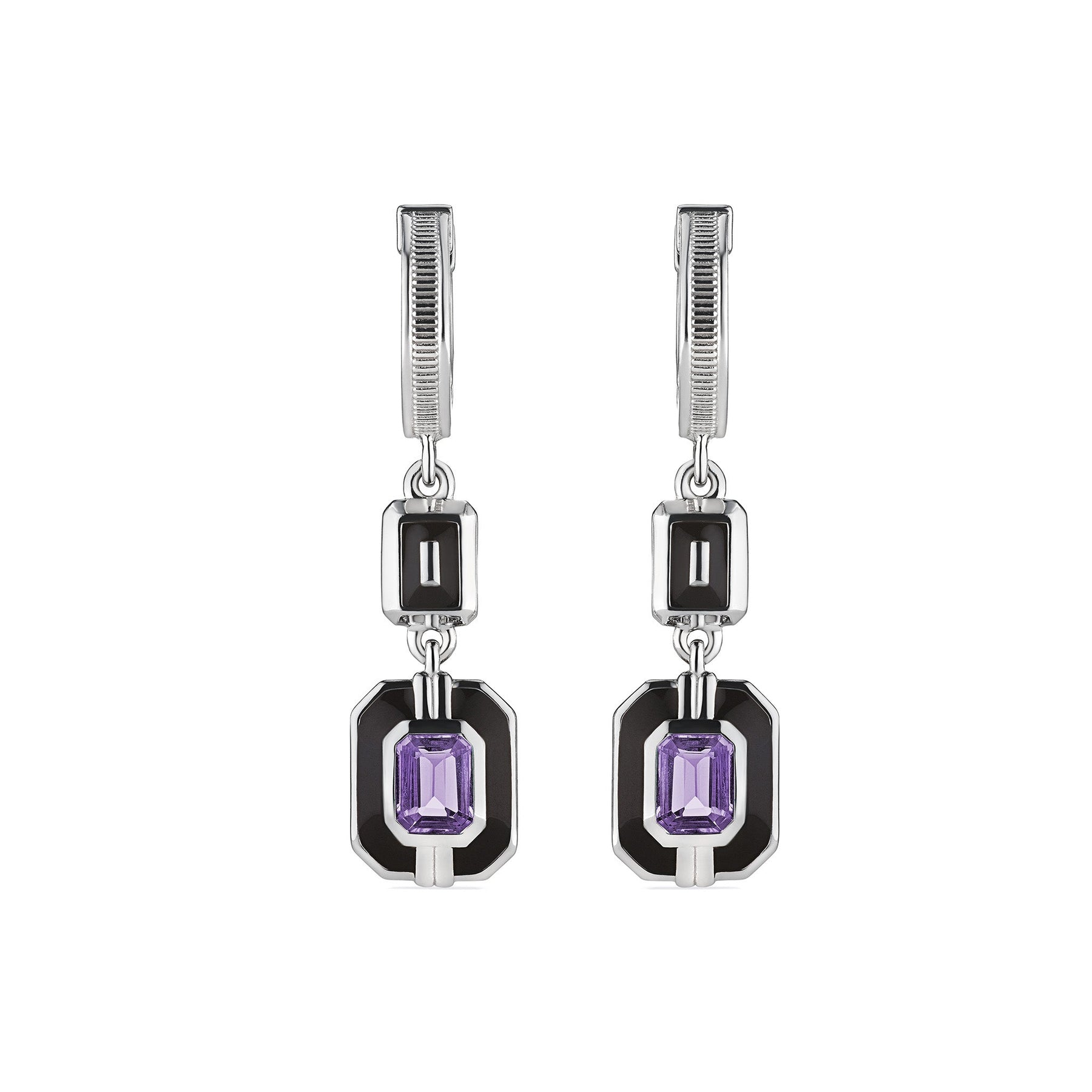 Adrienne Drop Earrings with Enamel and Amethyst