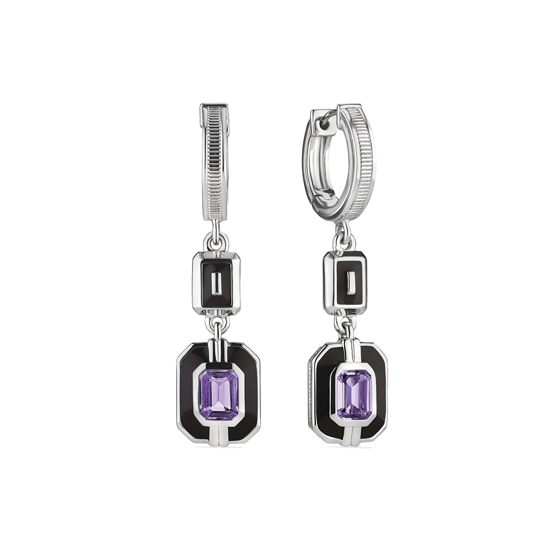 Adrienne Drop Earrings with Enamel and Amethyst