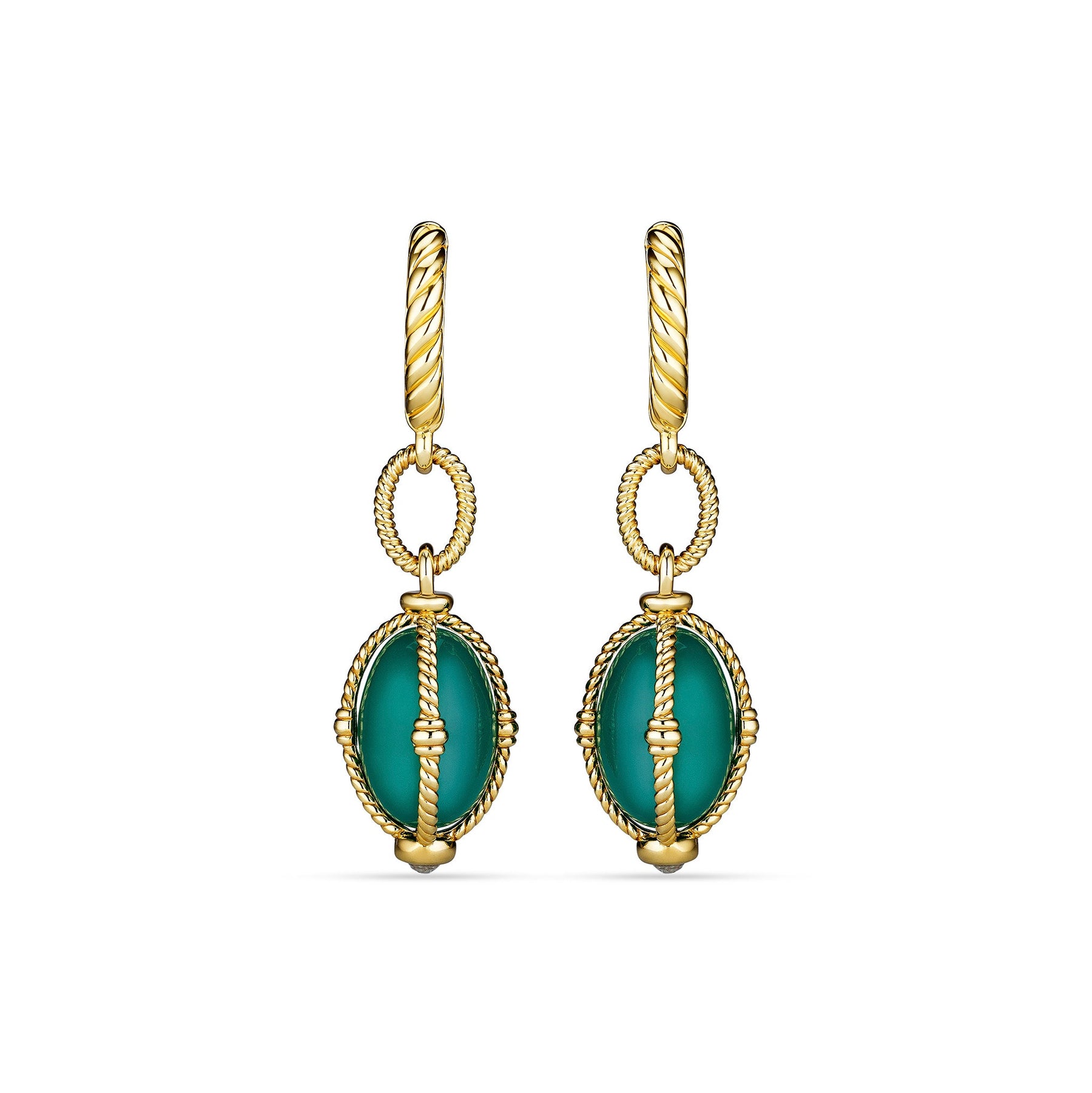 Ocean Reef Drop Earrings with Green Chalcedony in 18K Gold Vermeil