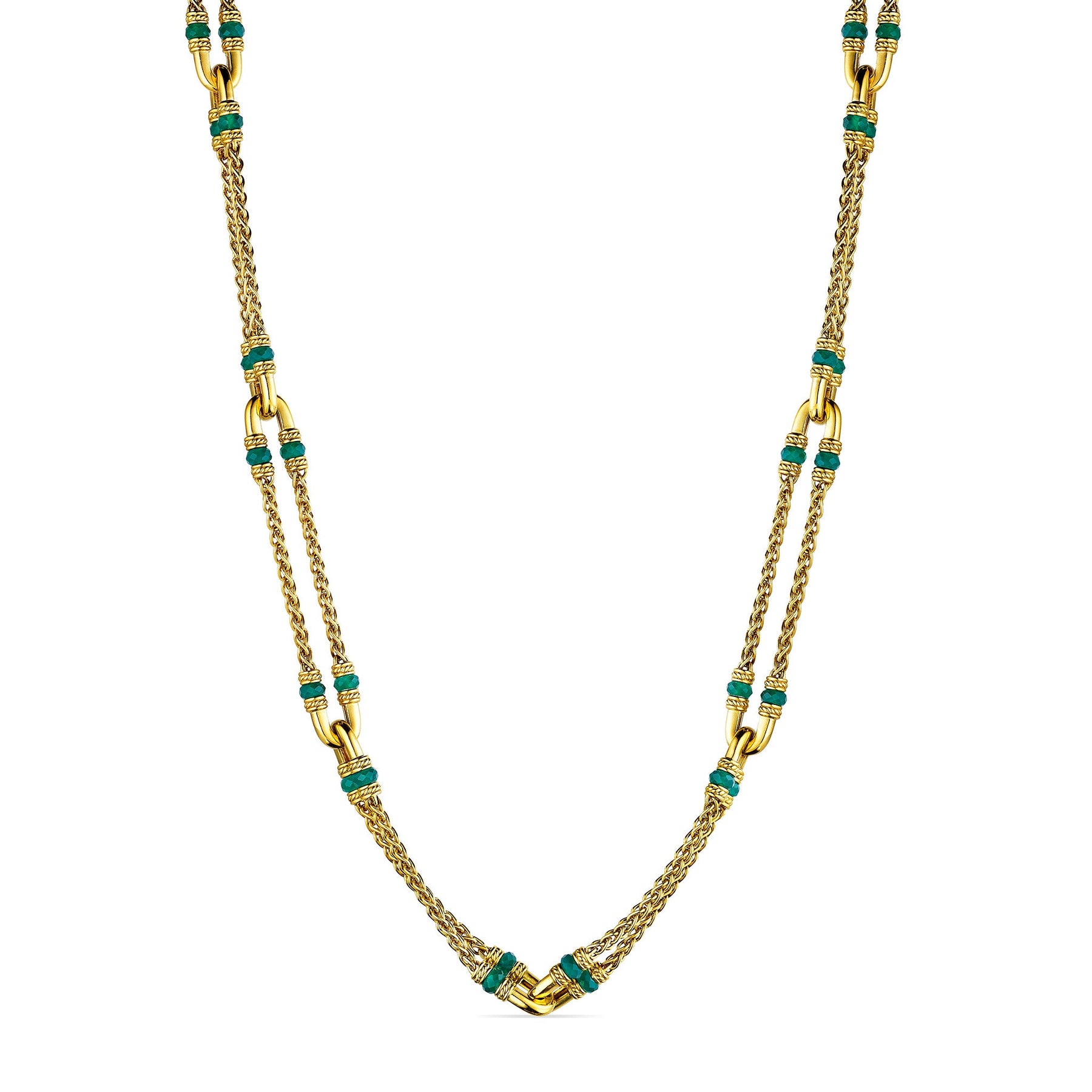 Ocean Reef Statement Necklace with Green Chalcedony in 18K Gold Vermeil