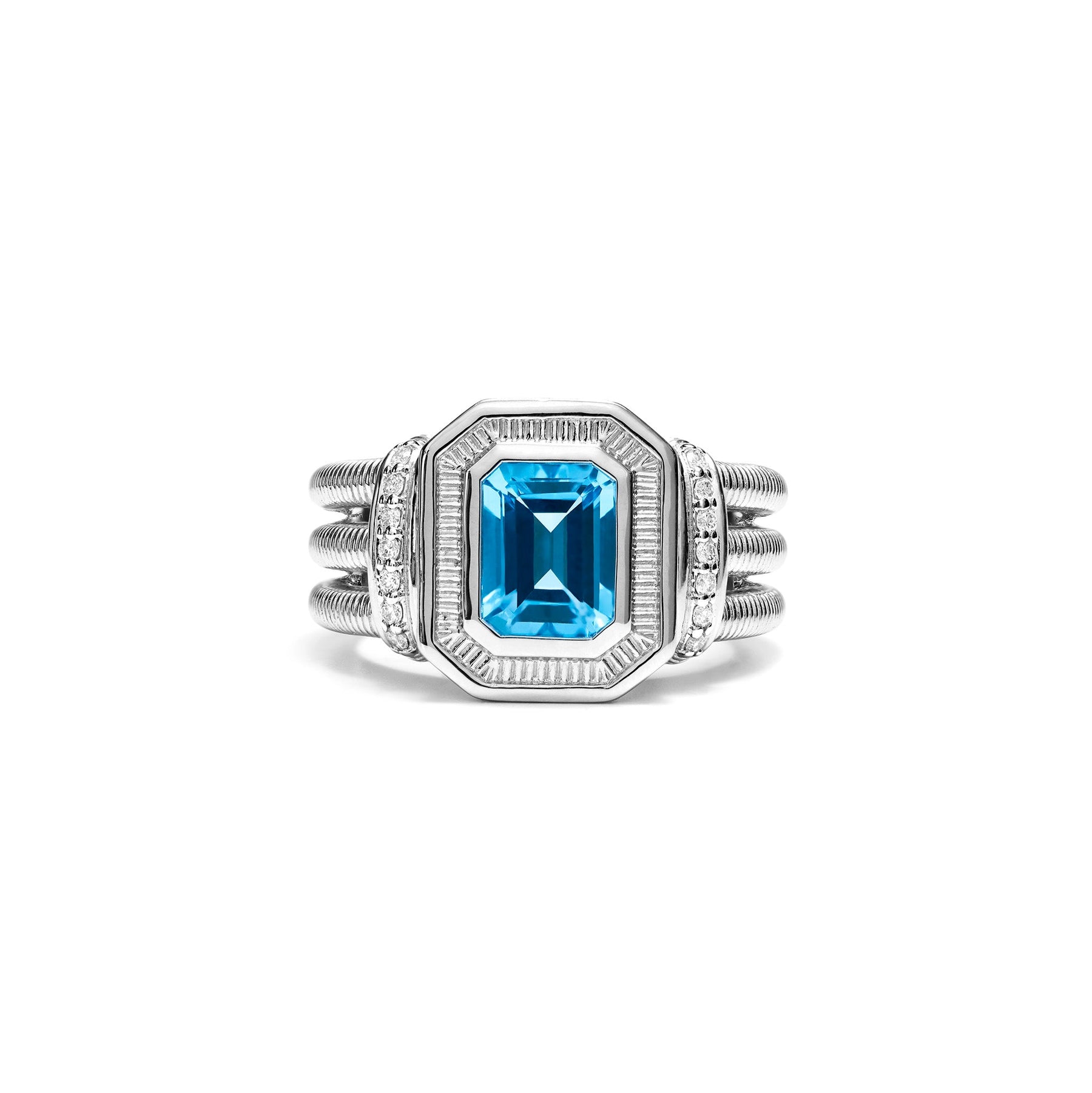 Adrienne Ring with Swiss Blue Topaz and Diamonds