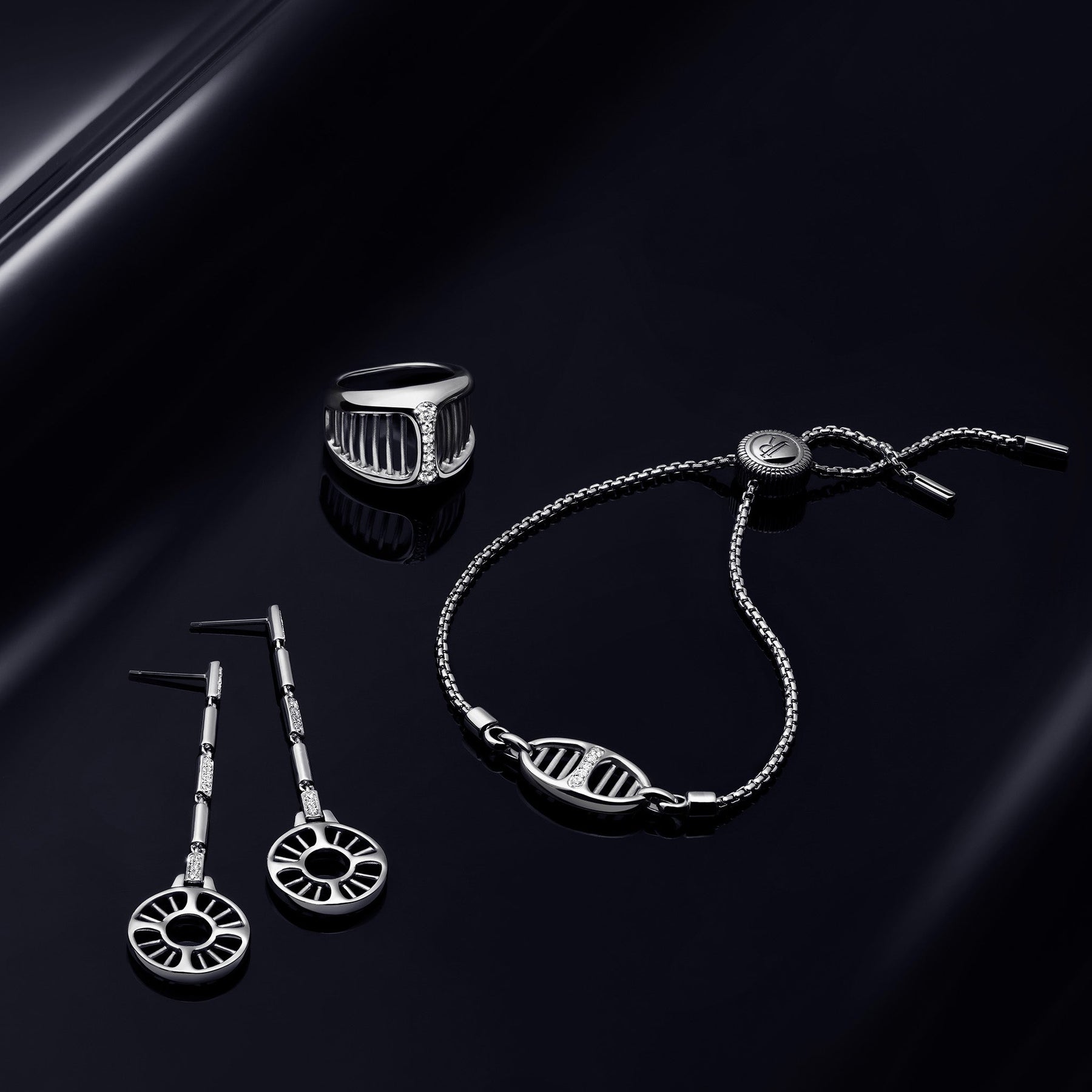 Cielo Linear Drop Earrings with Diamonds