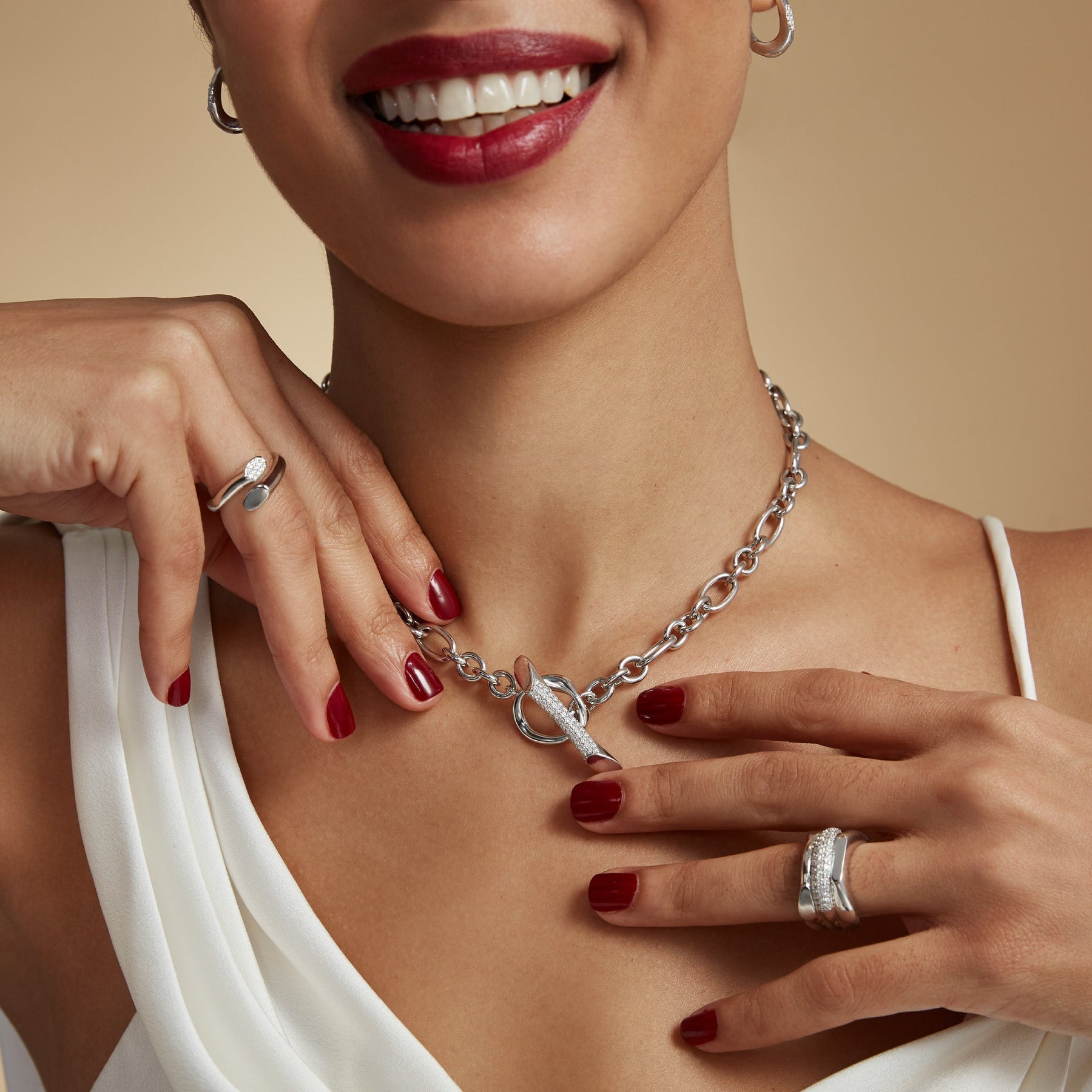 Gaia Toggle Necklace with Diamonds