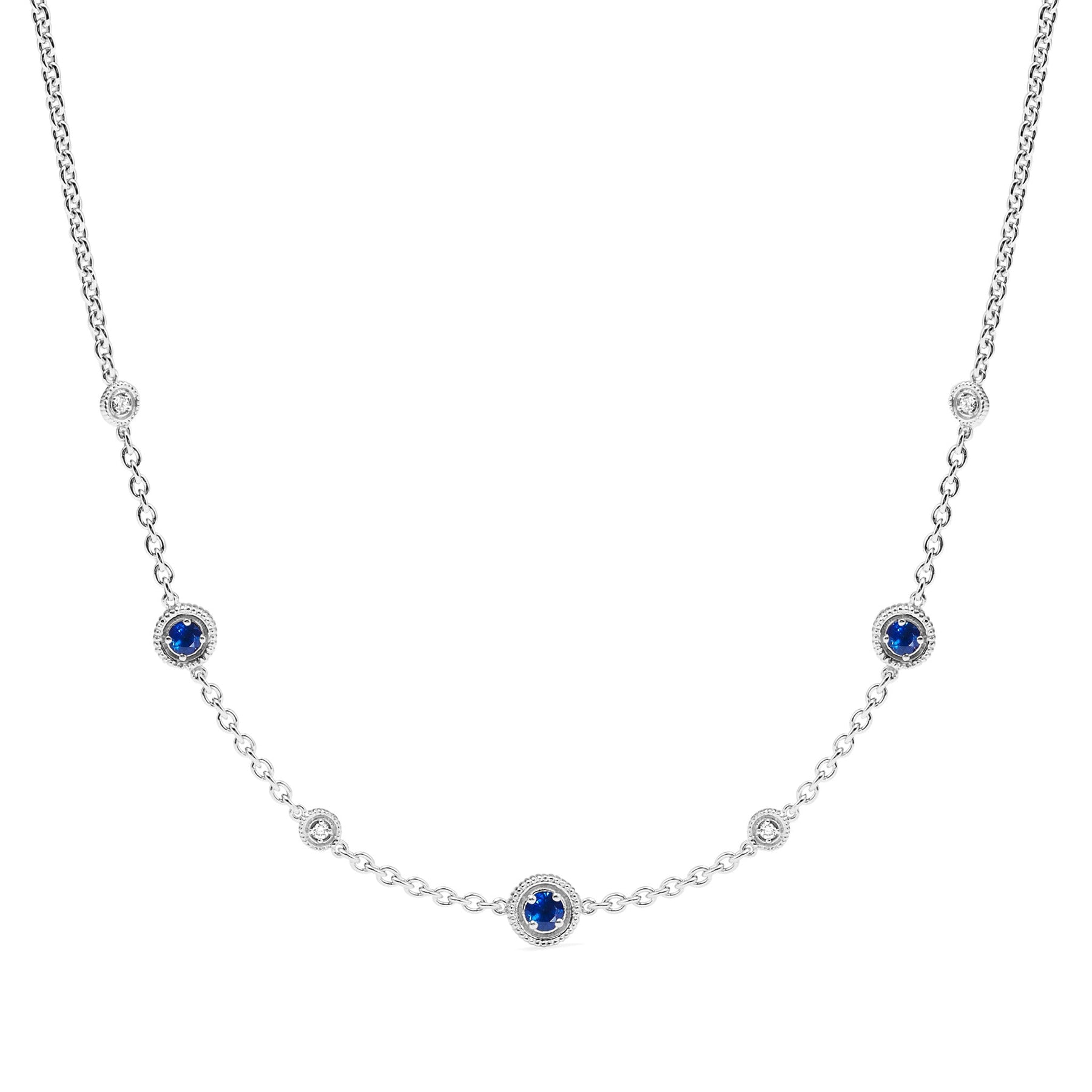 Max Station Necklace with Sapphire and Diamonds