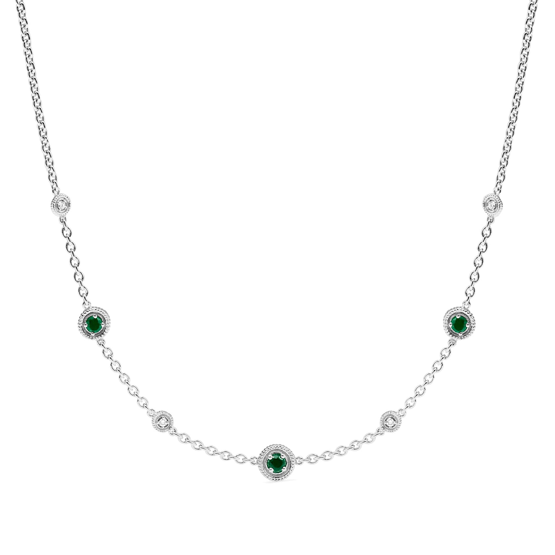 Max Station Necklace with Emerald and Diamonds