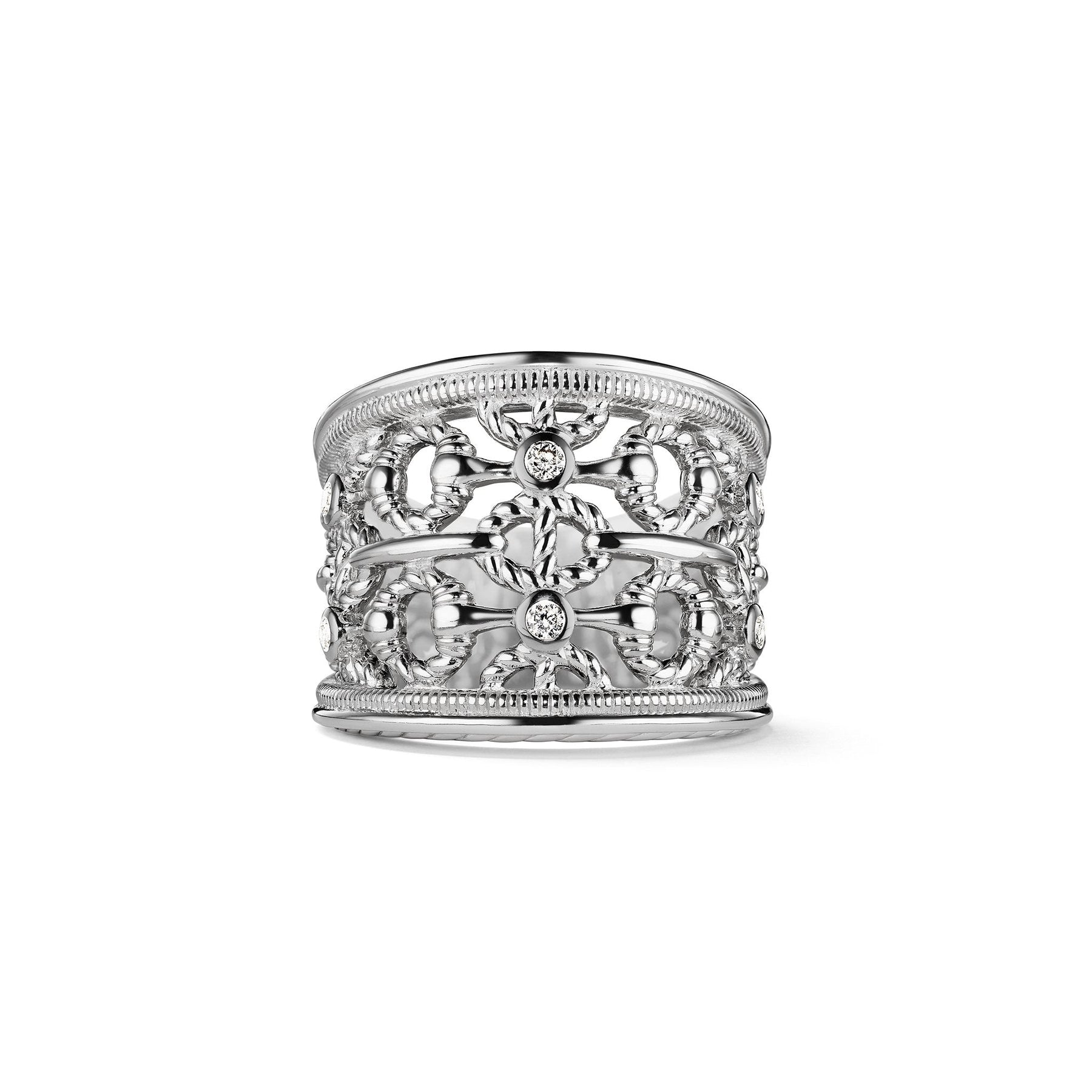 Vienna Wide Band Ring with Diamonds