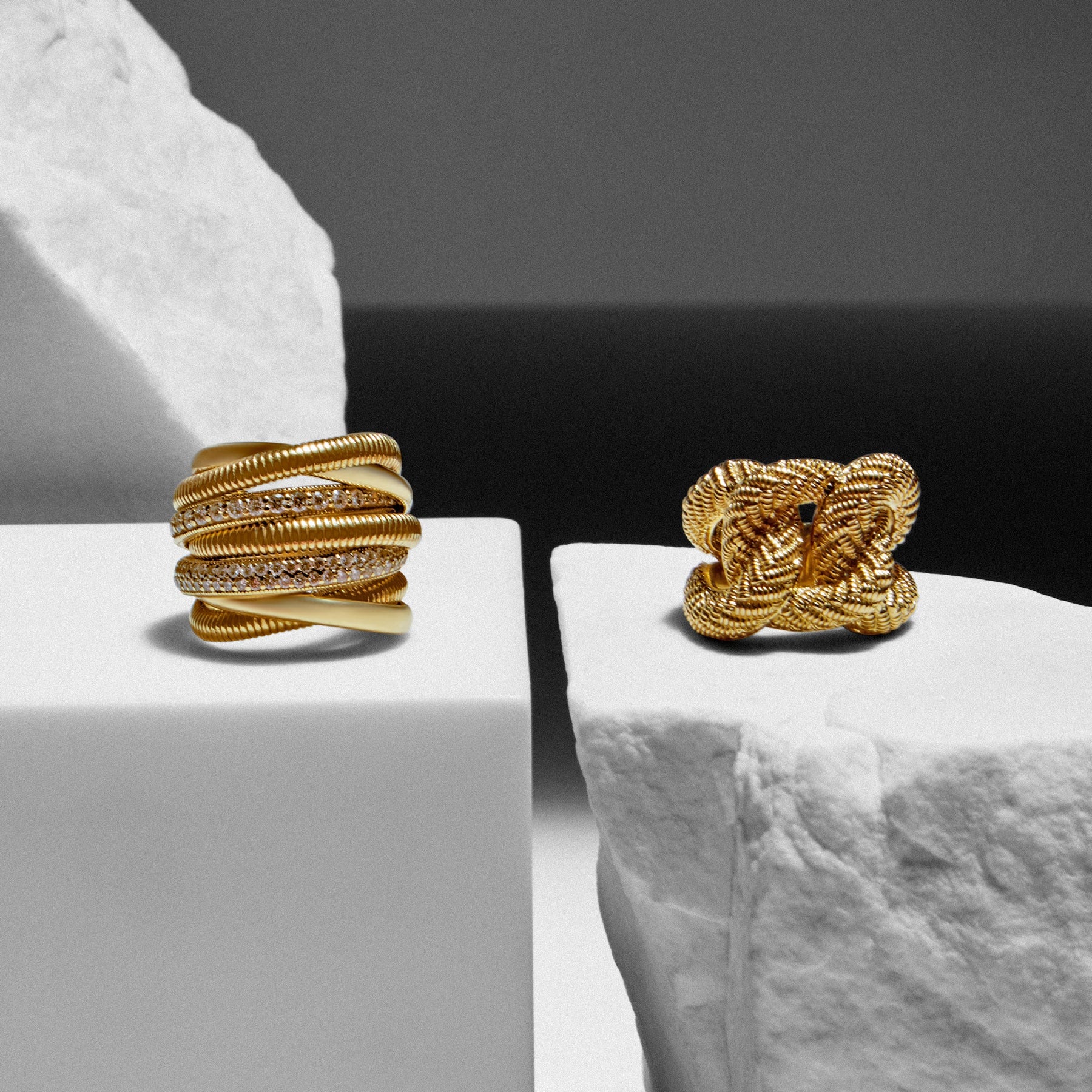 Eternity Seven Band Highway Ring with Diamonds in 18K