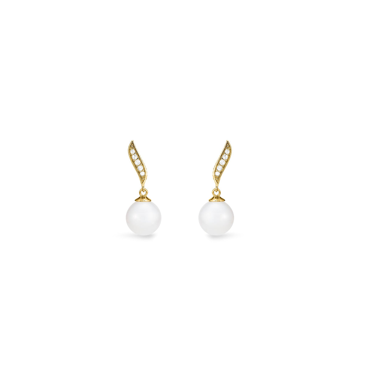 Shima Drop Earrings with Freshwater Pearls and Diamonds in 18K