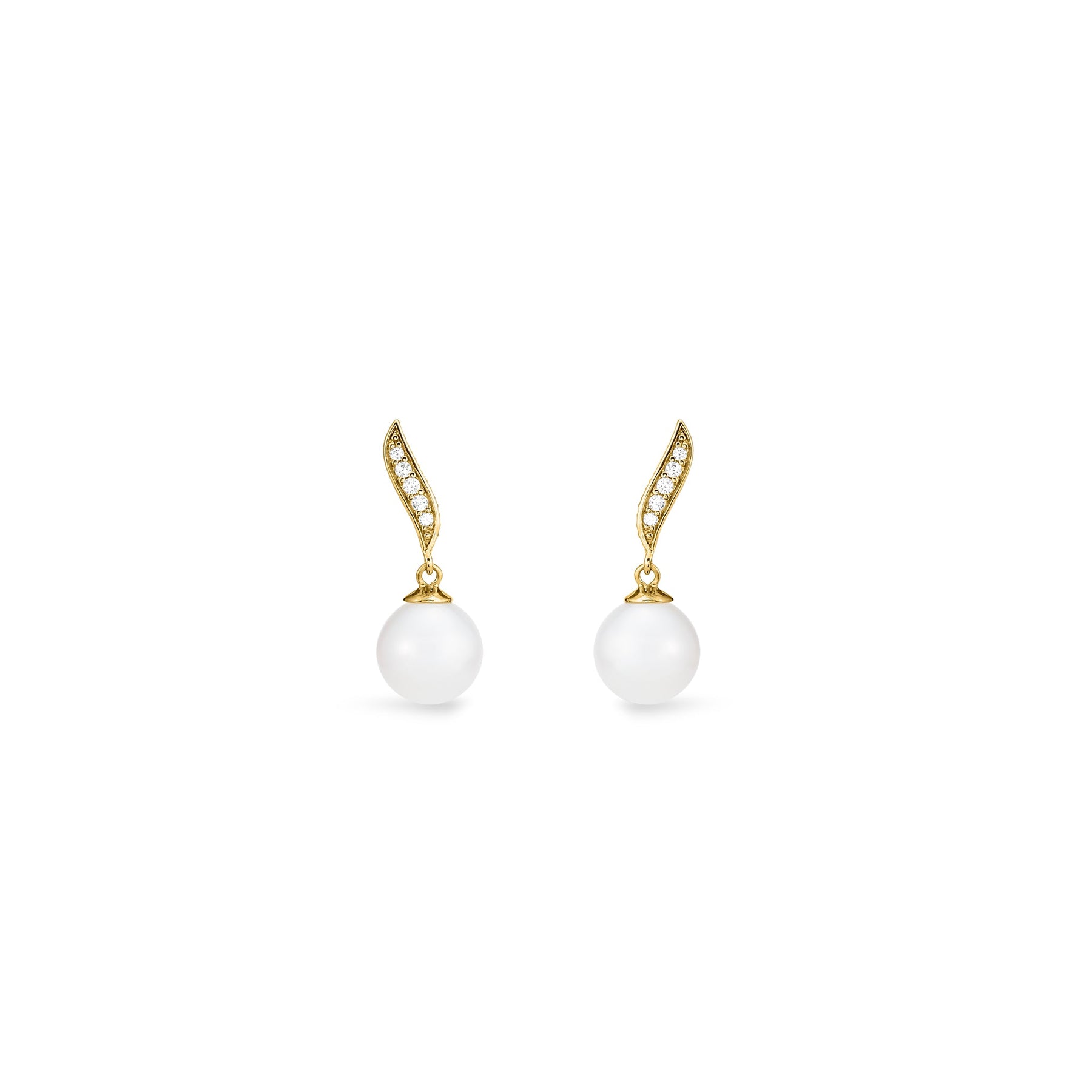 Shima Drop Earrings with Freshwater Pearls and Diamonds in 18K