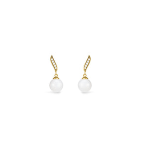 Shima Drop Earrings with Freshwater Pearls and Diamonds in 18K