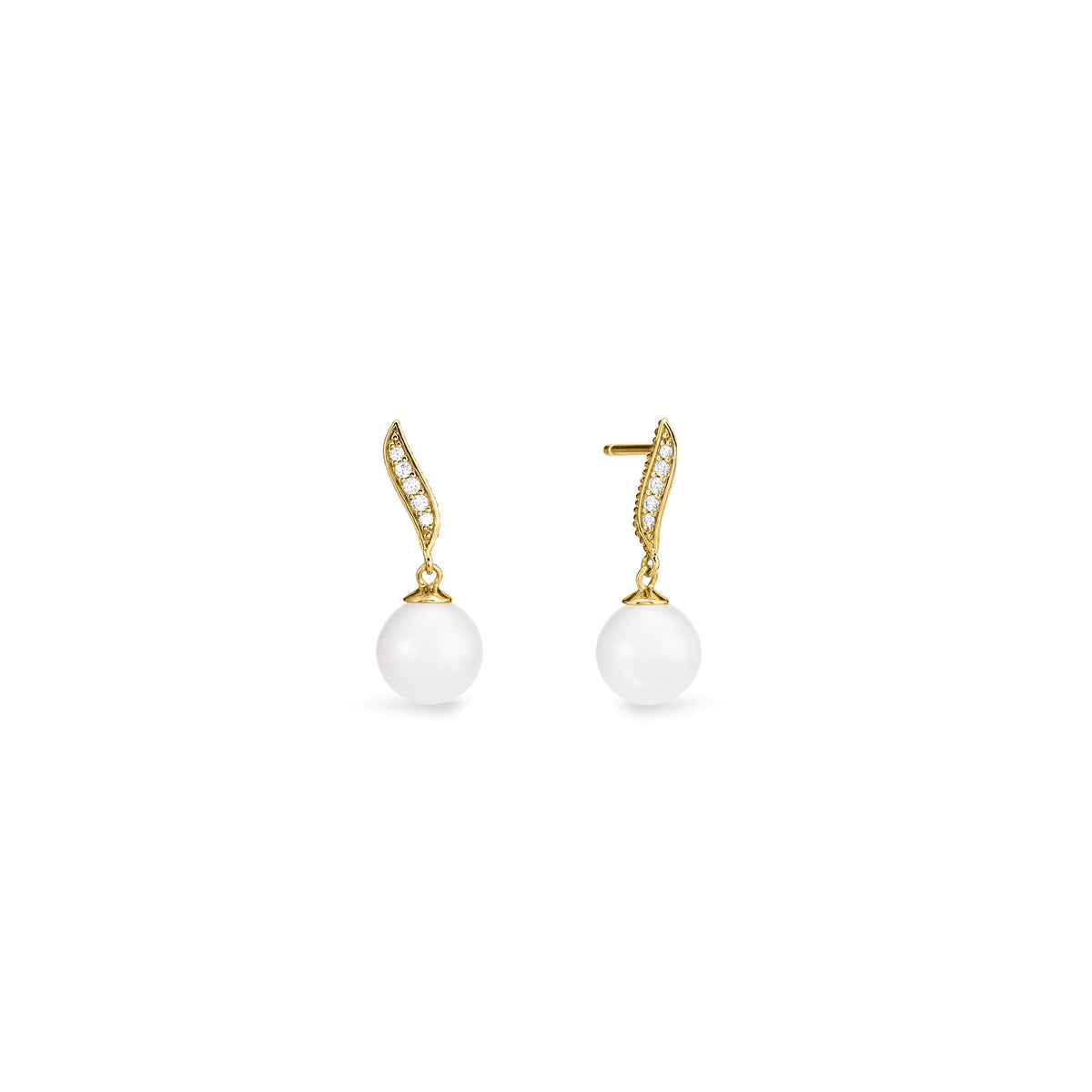 Shima Drop Earrings with Freshwater Pearls and Diamonds in 18K