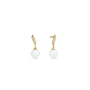 Shima Drop Earrings with Freshwater Pearls and Diamonds in 18K
