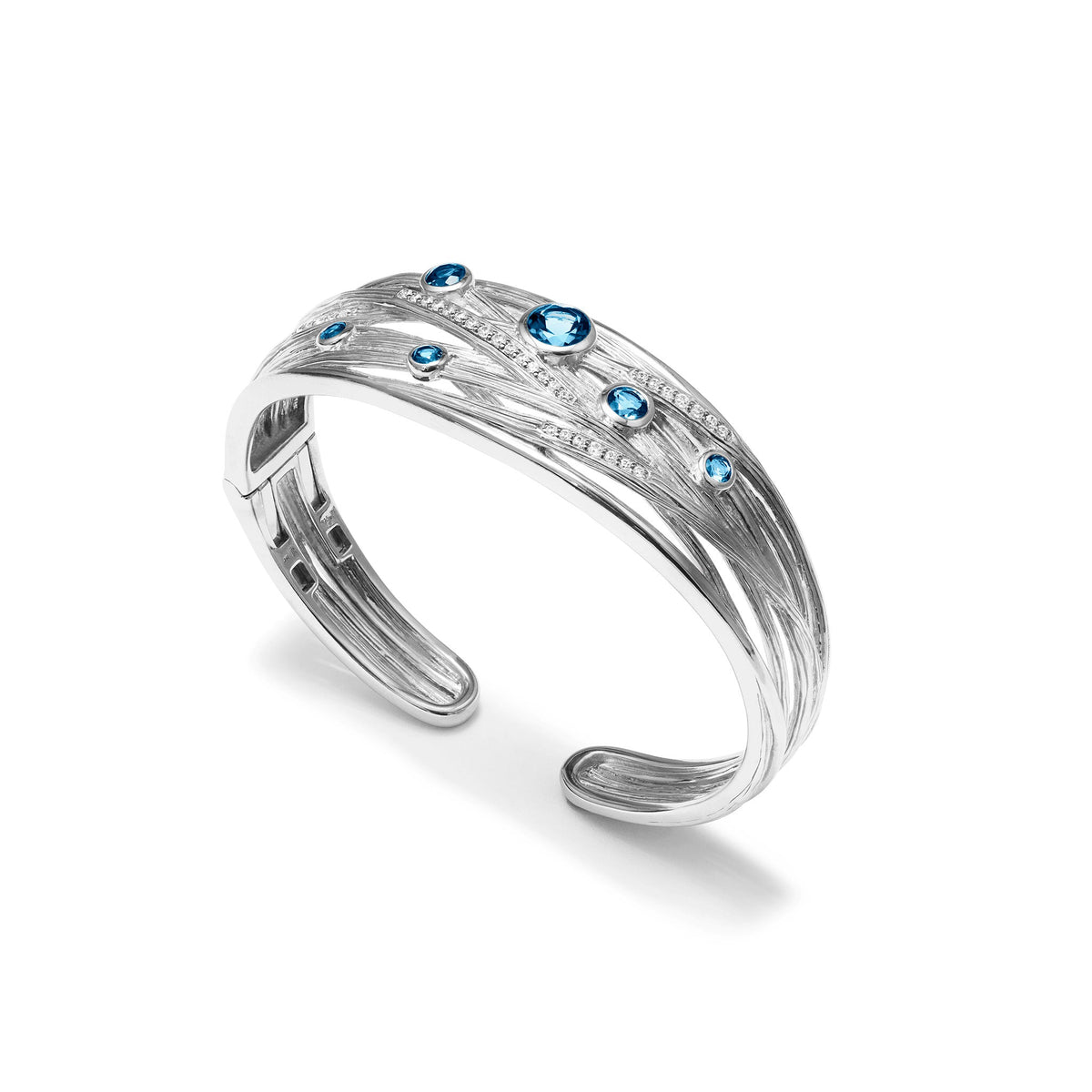 Santorini Wide Cuff with London Blue Topaz and Diamonds