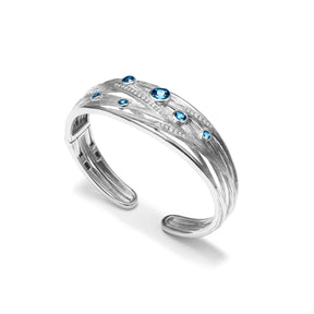 Santorini Wide Cuff with London Blue Topaz and Diamonds