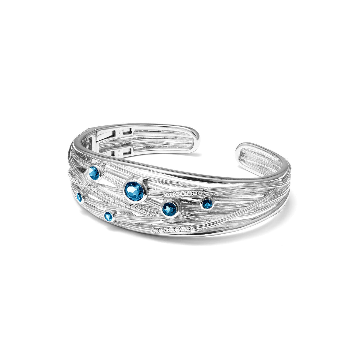 Santorini Wide Cuff with London Blue Topaz and Diamonds