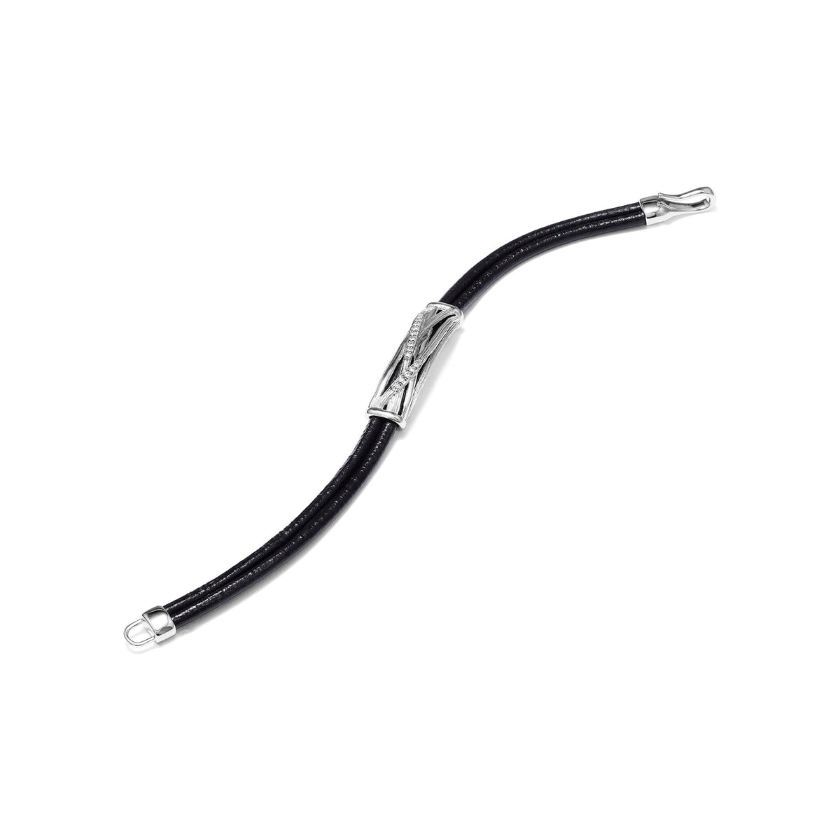Santorini Black Leather Cord Bracelet with Diamonds