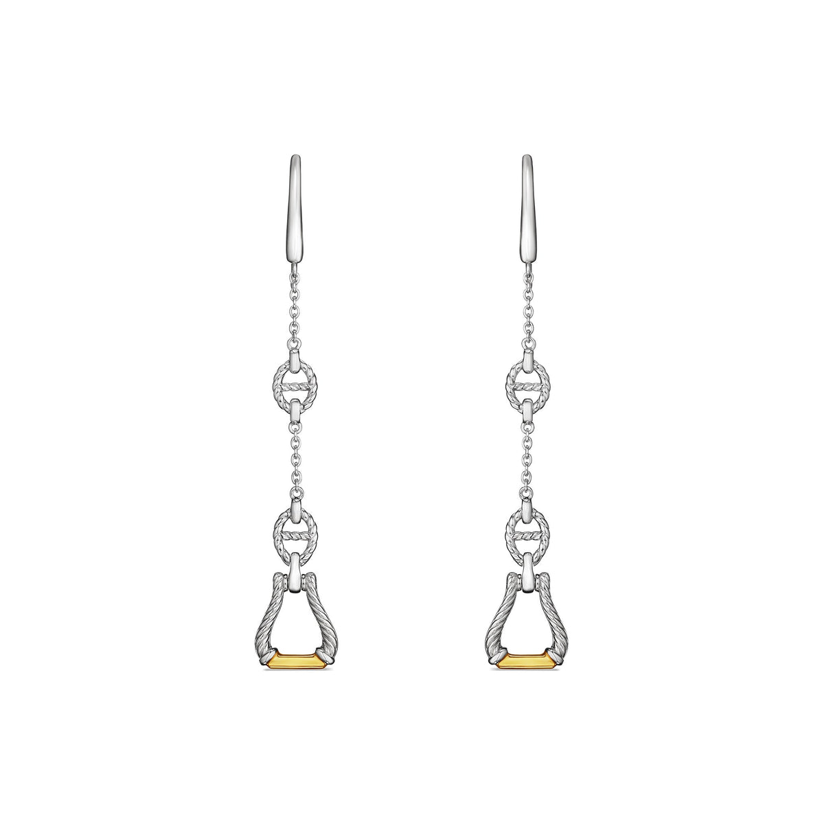 Vienna Linear Stirrup Drop Earrings with 18K Gold