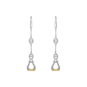 Vienna Linear Stirrup Drop Earrings with 18K Gold