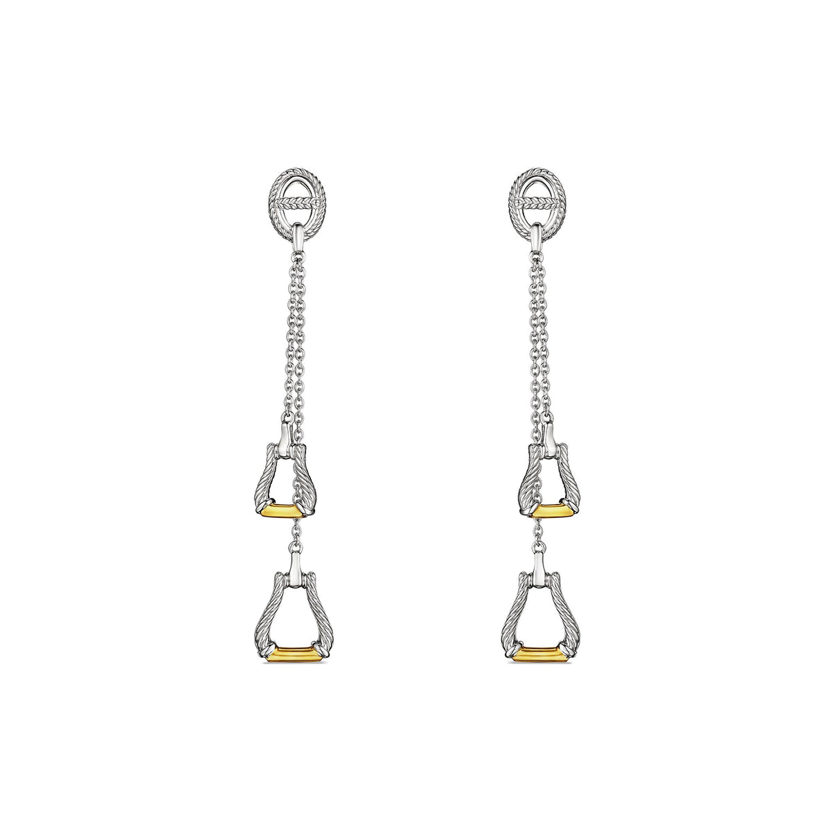 Vienna Double Stirrup Drop Earrings with 18K Gold