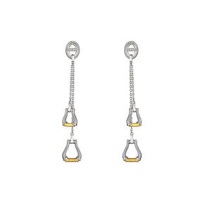 Vienna Double Stirrup Drop Earrings with 18K Gold