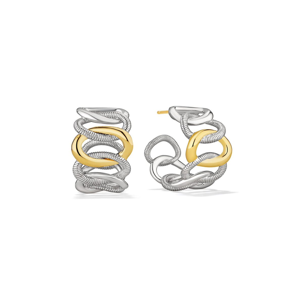Eternity Interlocking Wide Link Hoop Earrings with 18K Gold