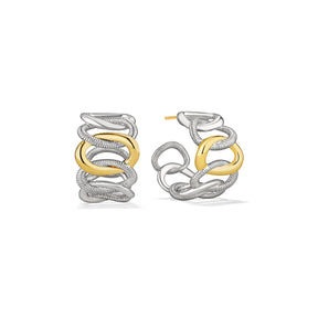 Eternity Interlocking Wide Link Hoop Earrings with 18K Gold