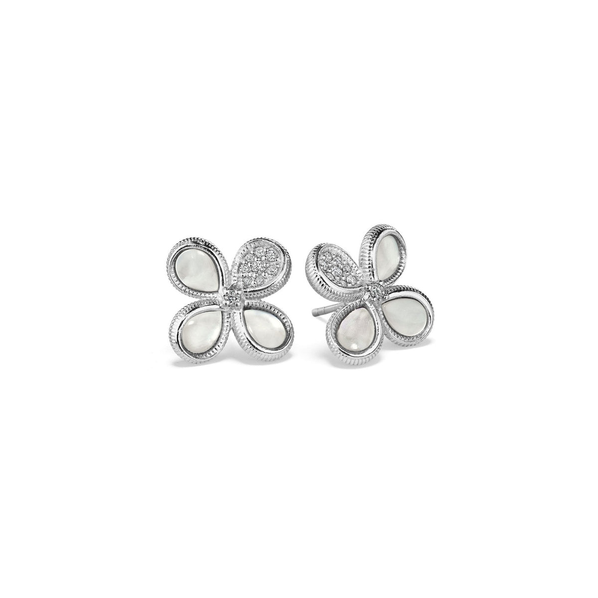 Jardin Stud Earrings with Mother of Pearl and Diamonds