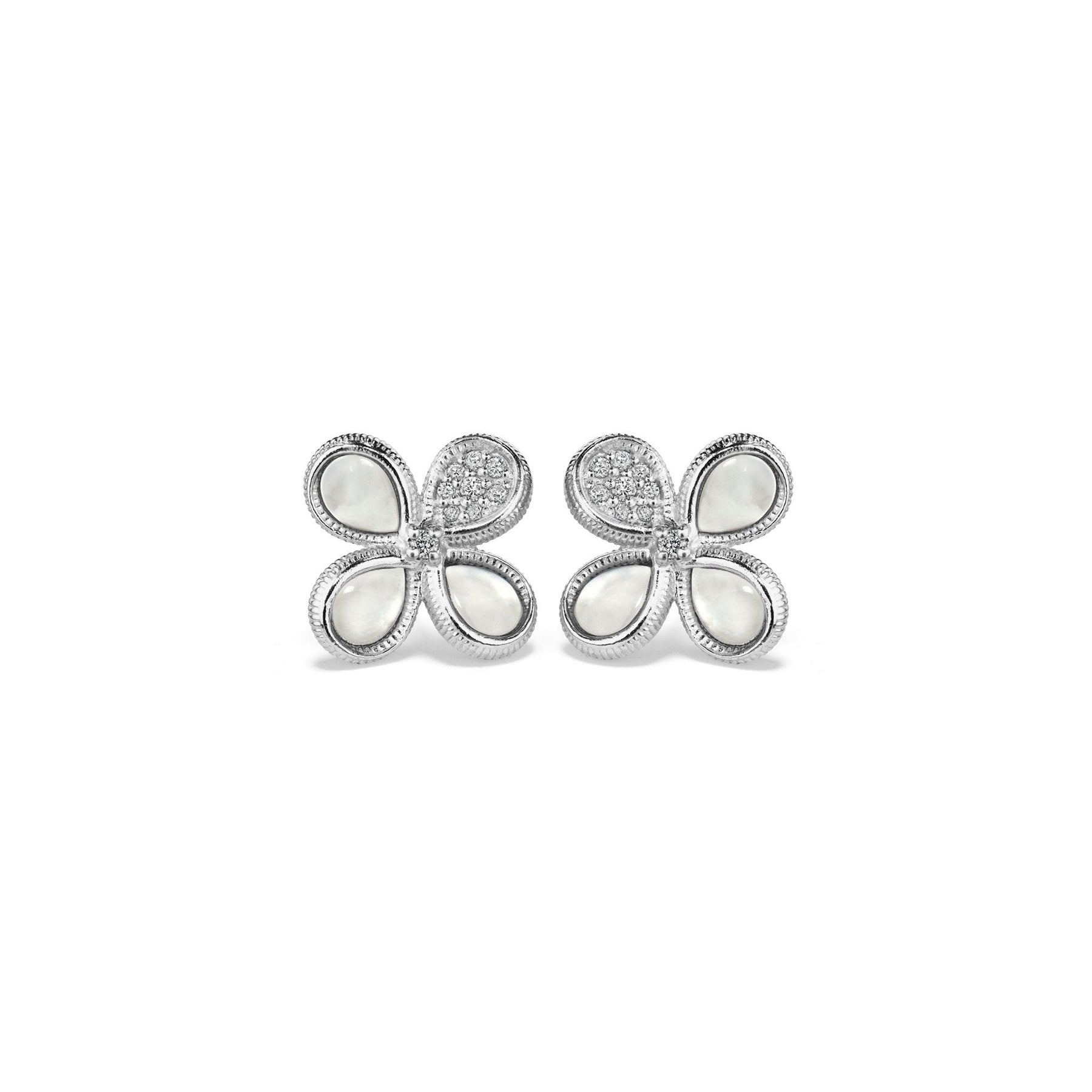 Jardin Stud Earrings with Mother of Pearl and Diamonds