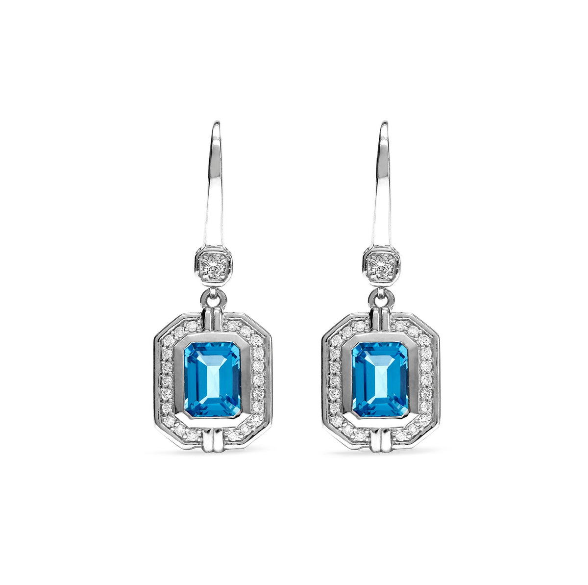 Adrienne Drop Earrings with Swiss Blue Topaz and Diamonds