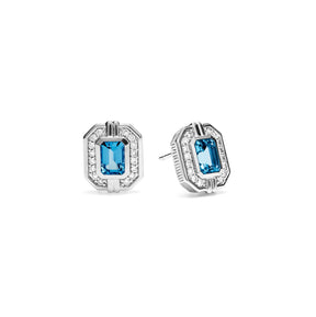 Adrienne Stud Earrings with Swiss Blue Topaz and Diamonds