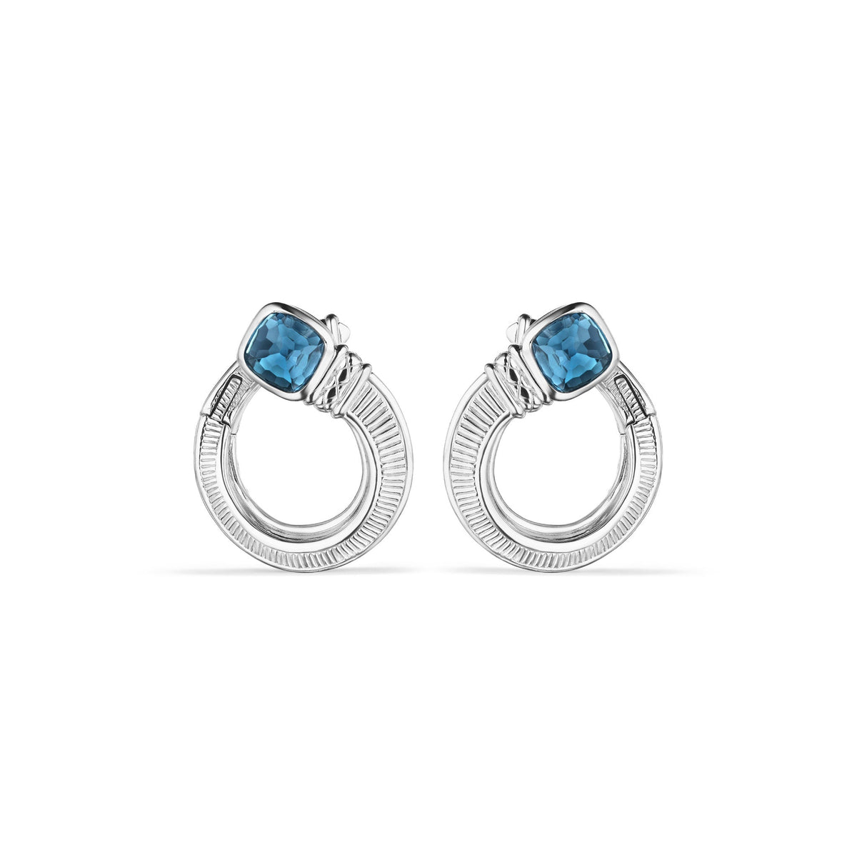 Adrienne Forward Facing Hoop Earrings with London Blue Topaz