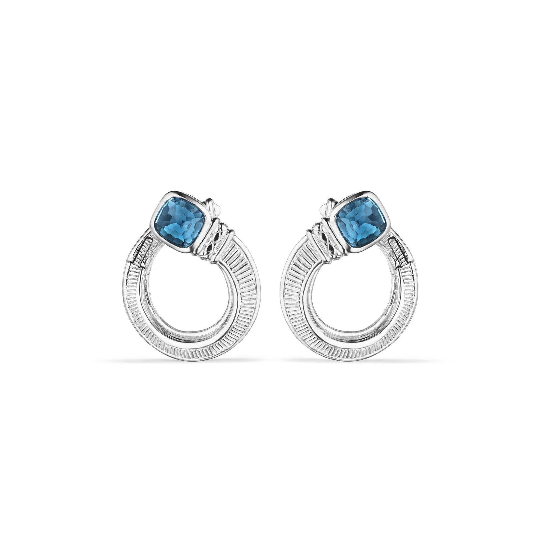 Adrienne Forward Facing Hoop Earrings with London Blue Topaz