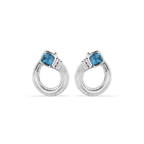 Adrienne Forward Facing Hoop Earrings with London Blue Topaz