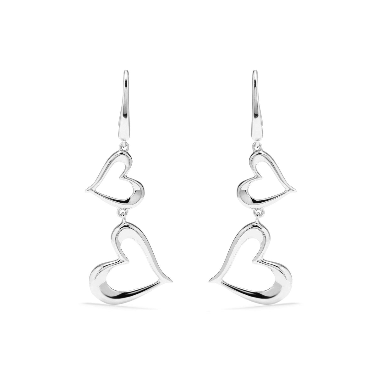 Eros Double Open Heart Drop Earrings