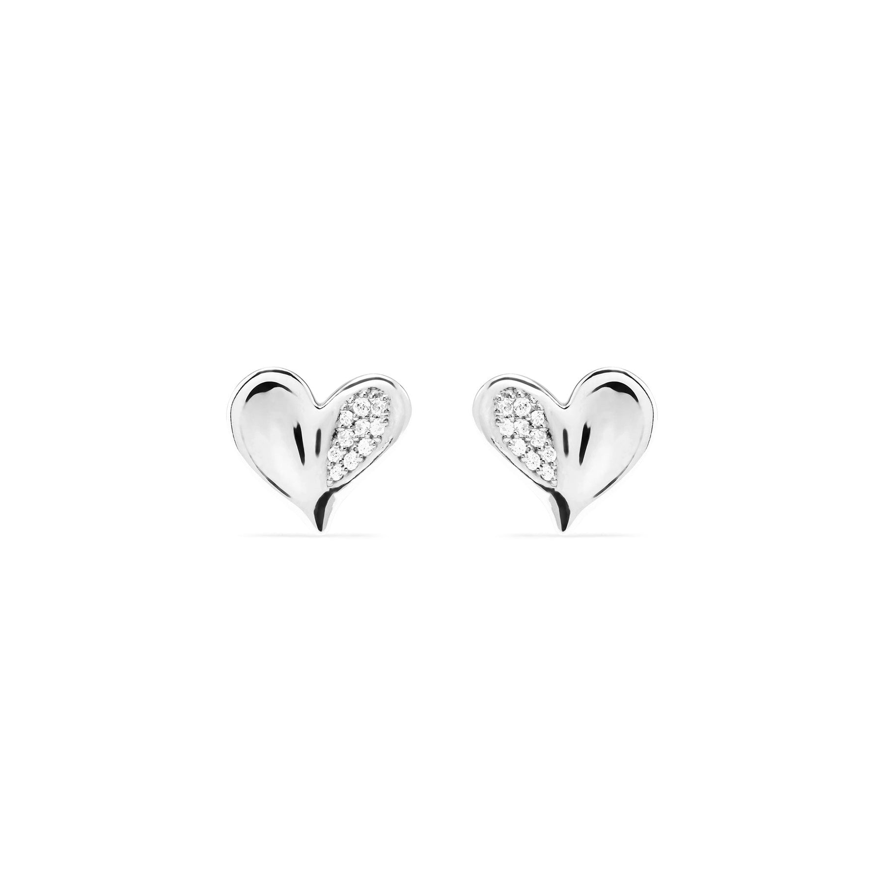 Eros Heart Stud Earrings with Diamonds