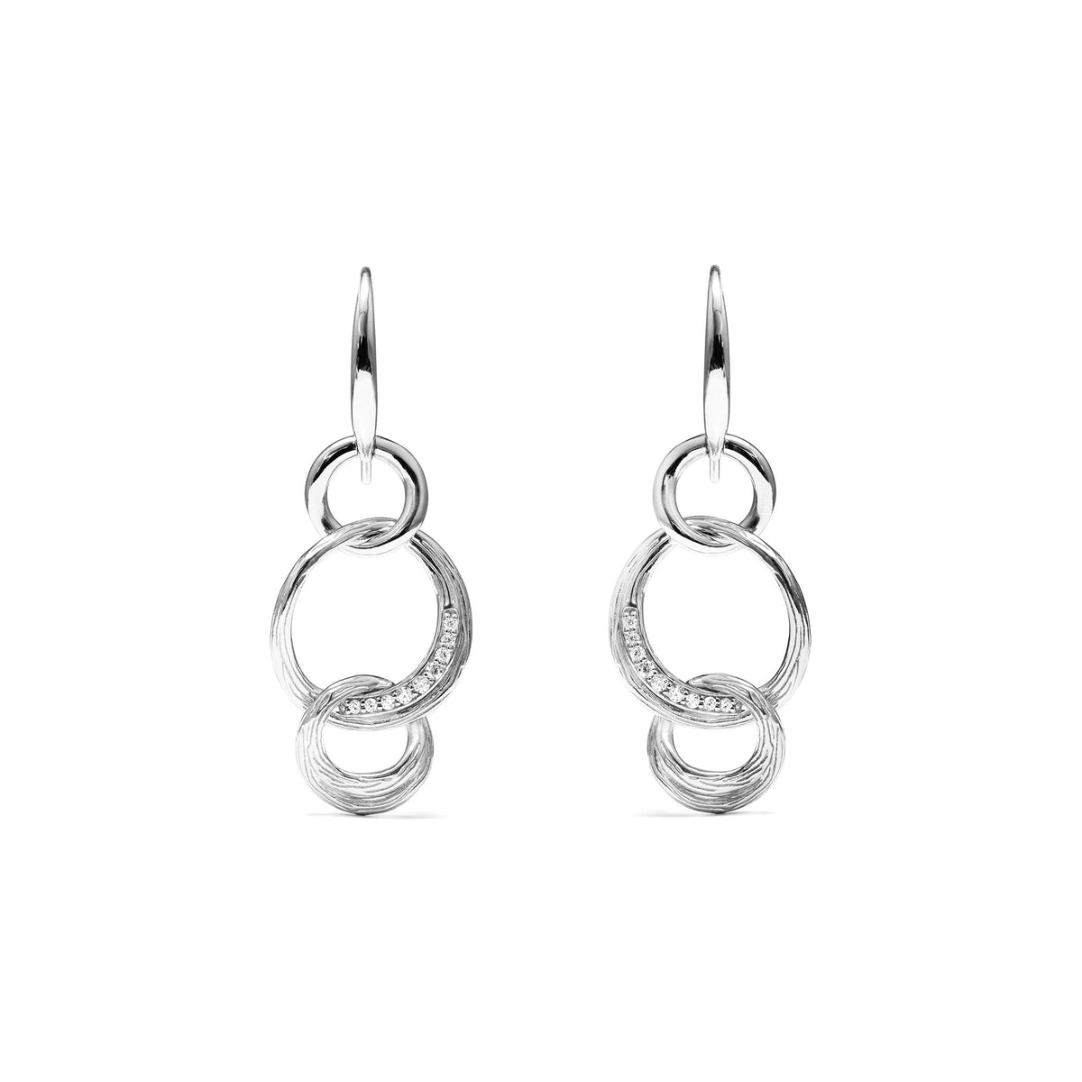 Santorini Triple Link Drop Earrings with Diamonds