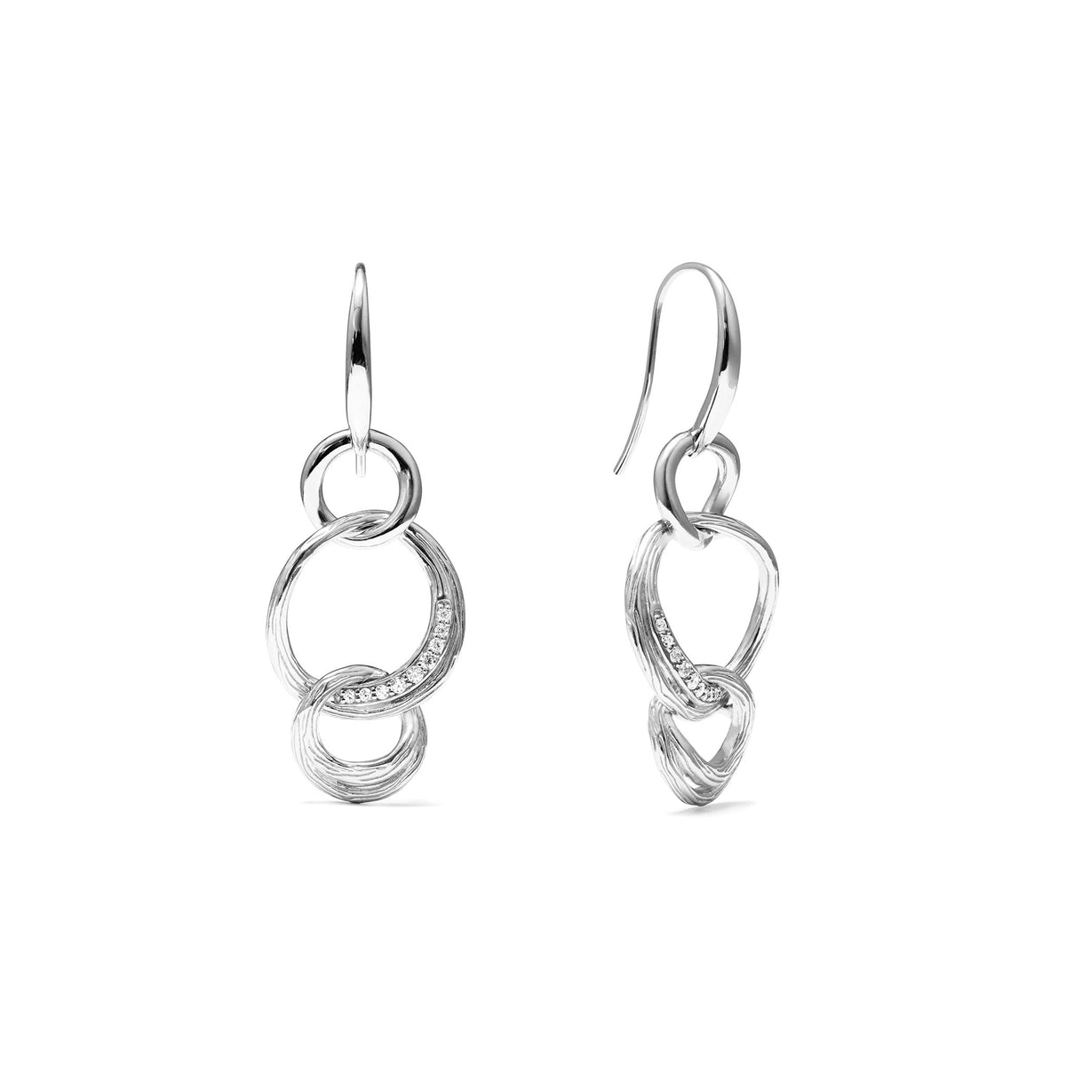 Santorini Triple Link Drop Earrings with Diamonds