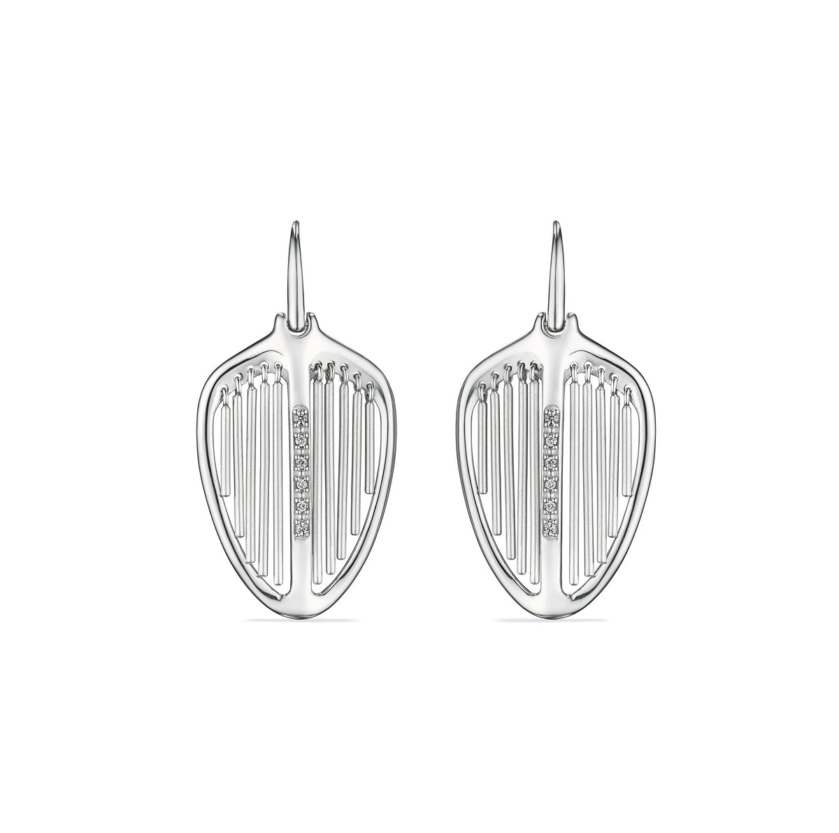 Cielo Shield Drop Earrings with Diamonds