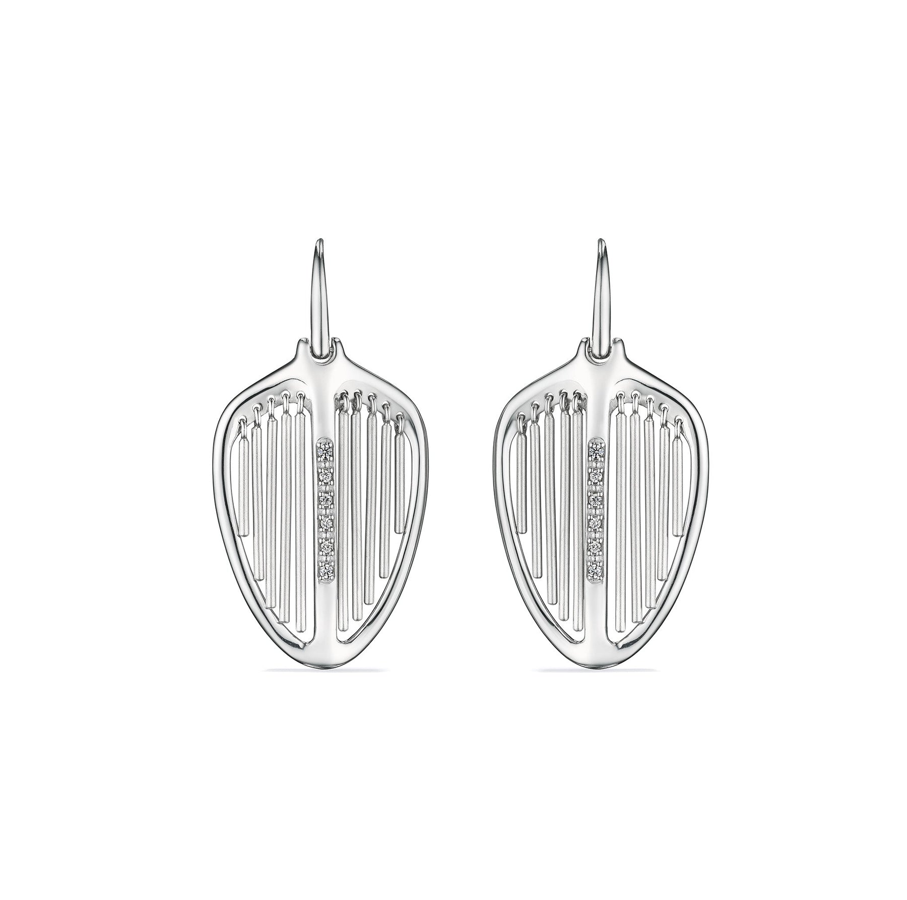 Cielo Shield Drop Earrings with Diamonds