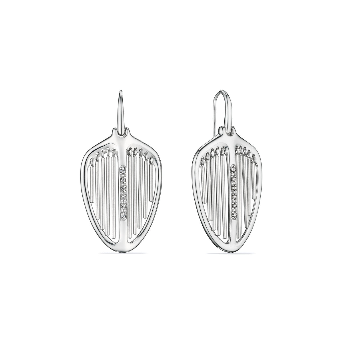 Cielo Shield Drop Earrings with Diamonds