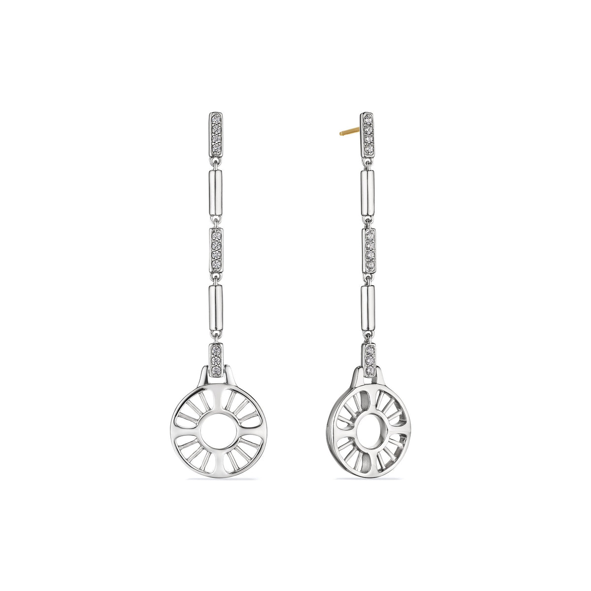 Cielo Linear Drop Earrings with Diamonds