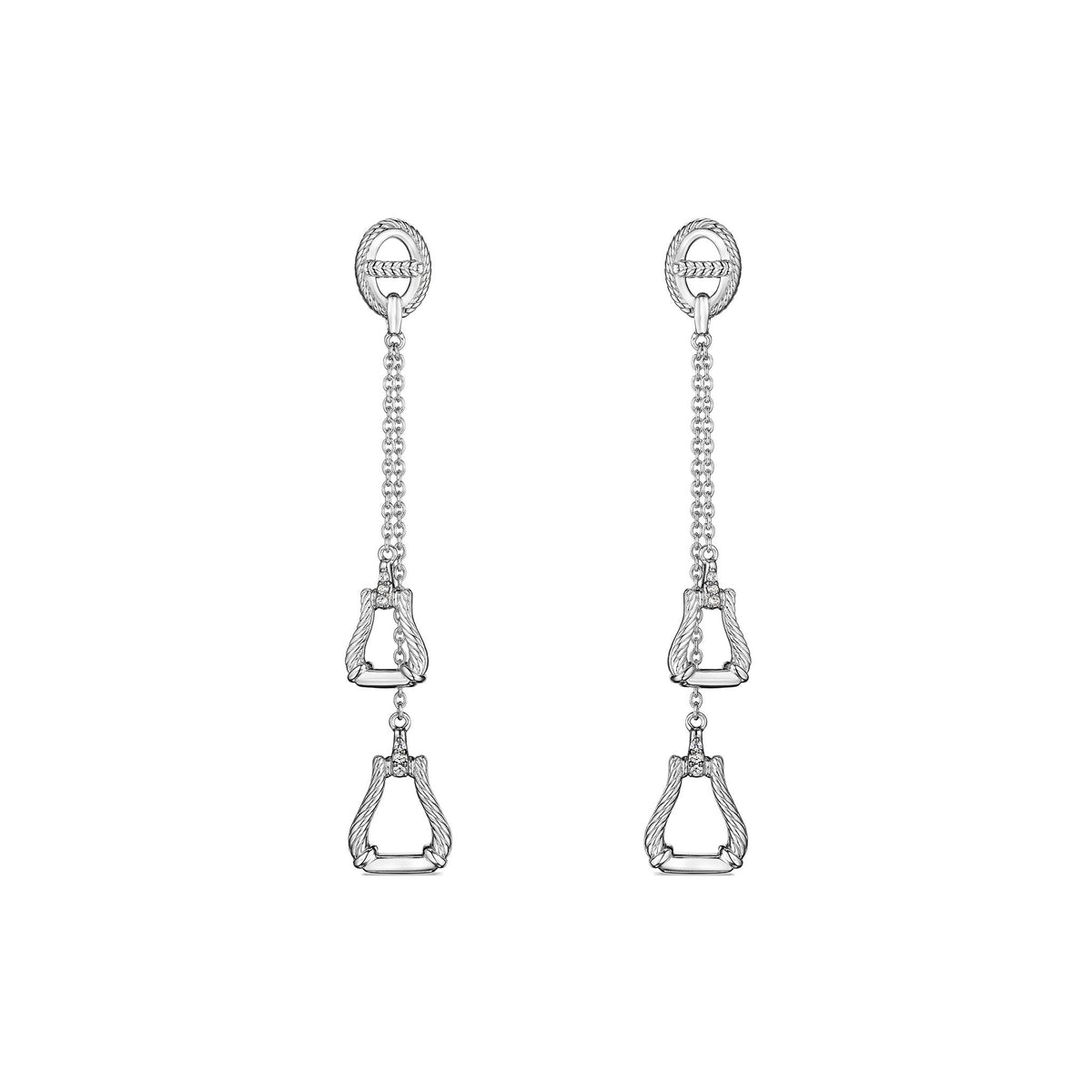 Vienna Double Stirrup Drop Earrings with Diamonds