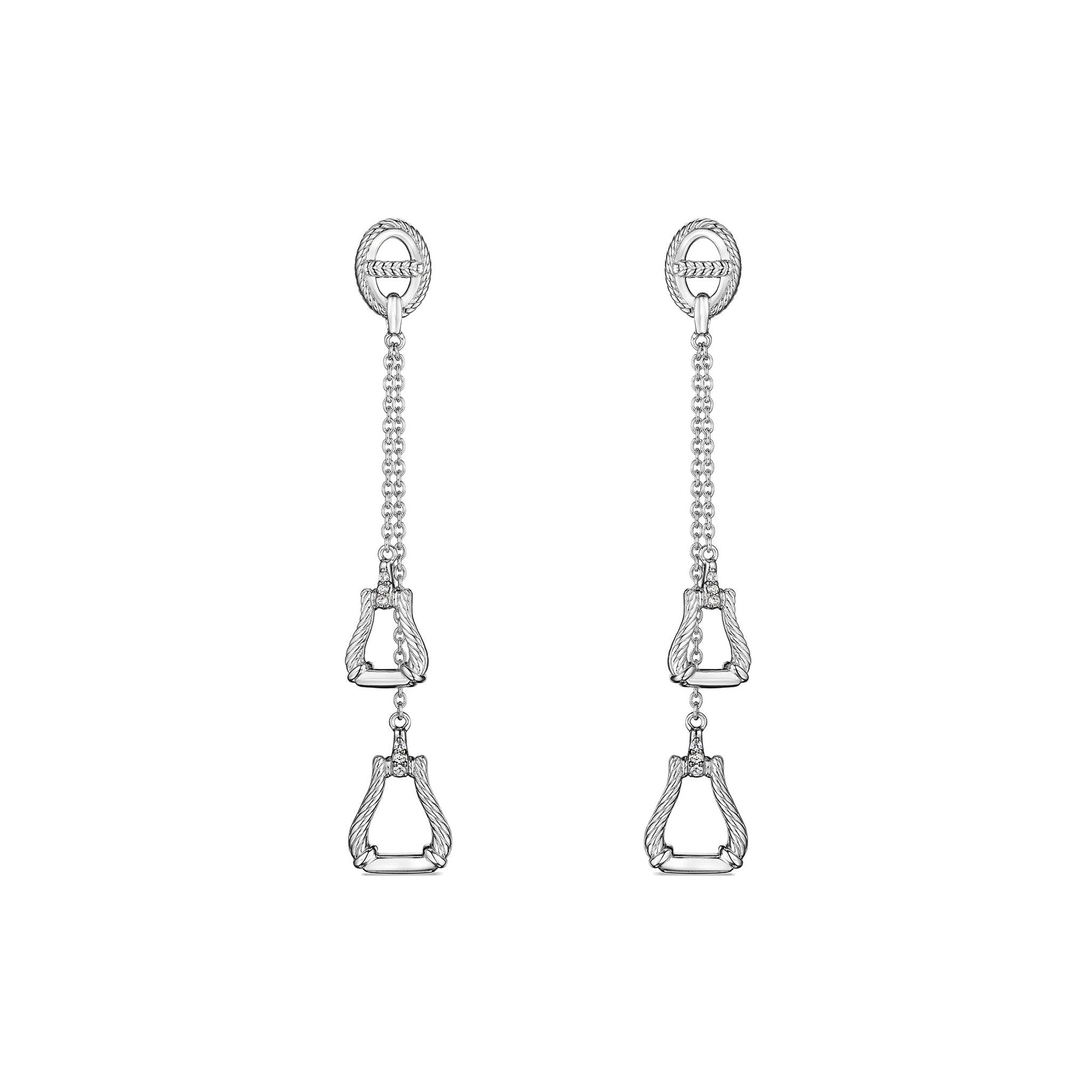 Vienna Double Stirrup Drop Earrings with Diamonds