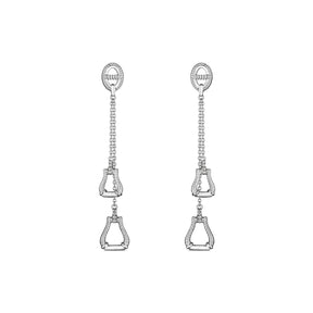 Vienna Double Stirrup Drop Earrings with Diamonds
