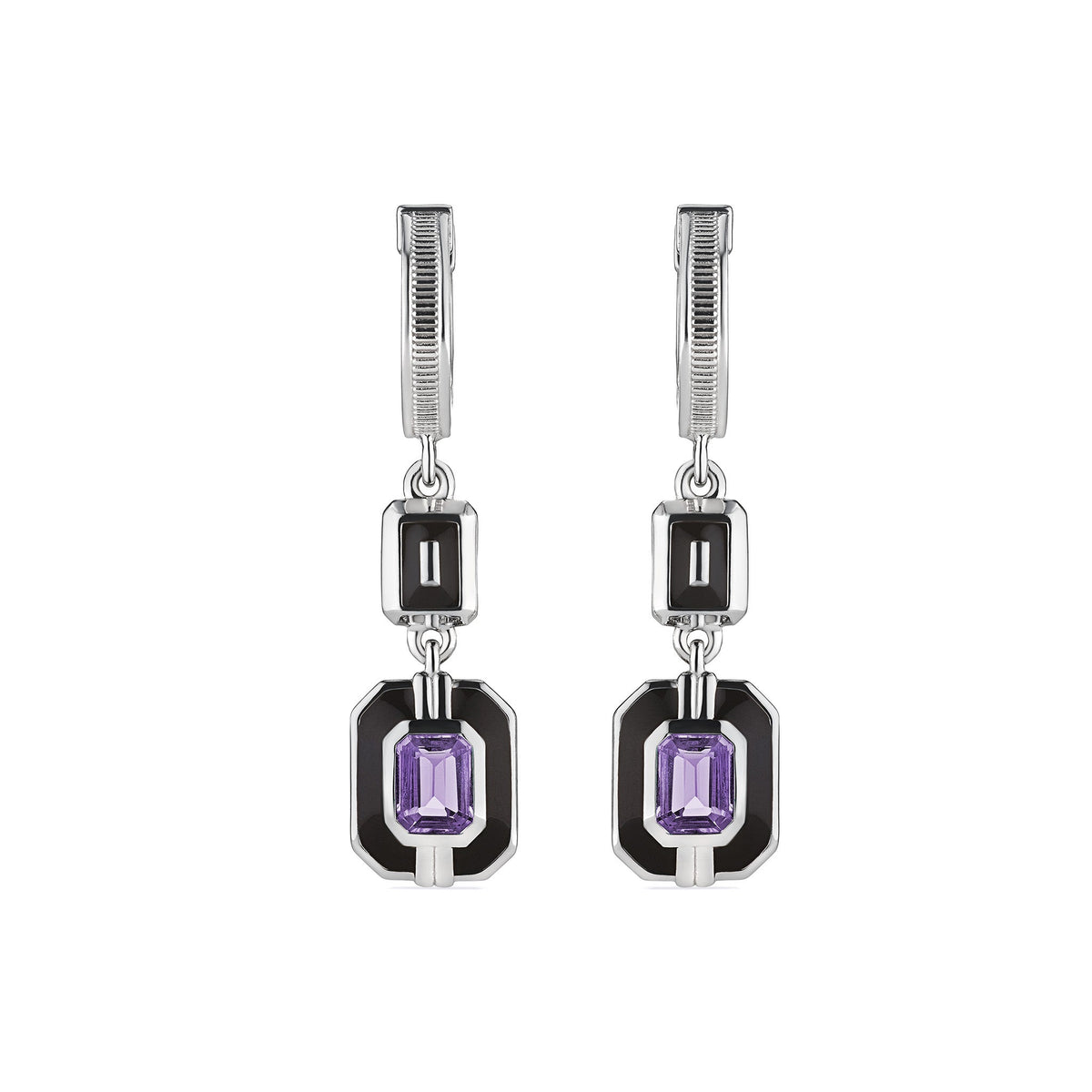 Adrienne Drop Earrings with Enamel and Amethyst