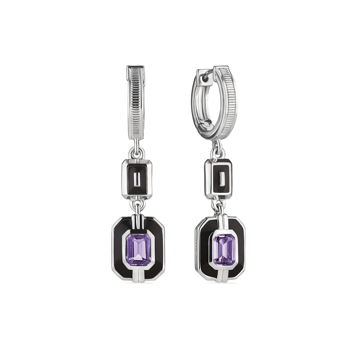 Adrienne Drop Earrings with Enamel and Amethyst