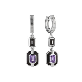 Adrienne Drop Earrings with Enamel and Amethyst